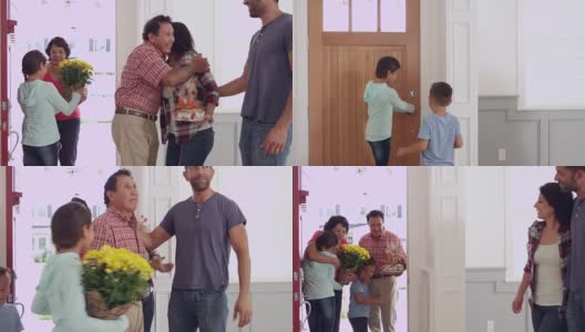 祖父母拜访家人在新家拍摄R3D高清在线视频素材下载