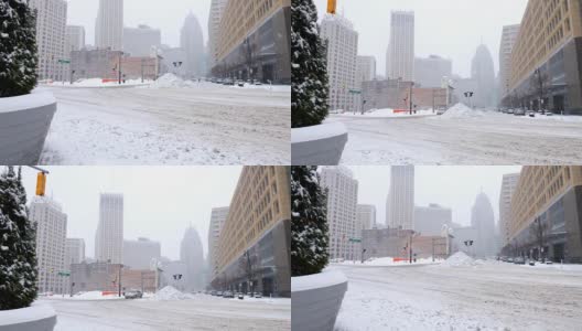 密歇根州底特律的冬天高清在线视频素材下载