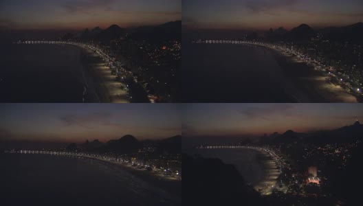 高角度鸟瞰图里约热内卢de Janeiro晚上，巴西高清在线视频素材下载