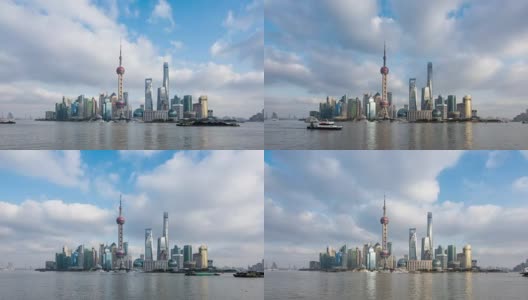 时光流逝，上海城市天际线高清在线视频素材下载