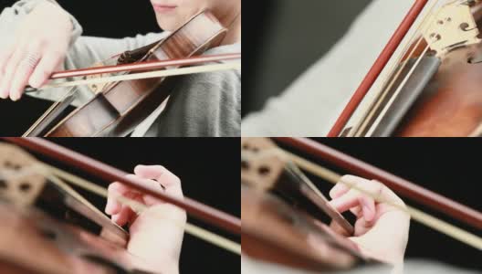 小提琴手在演奏-她的手的特写高清在线视频素材下载