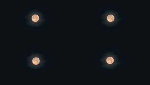 夜空中有着橙色色调的满月高清在线视频素材下载