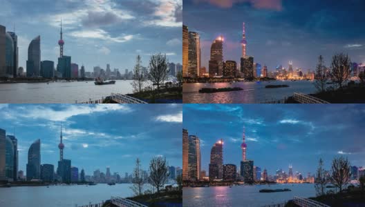中国上海黄浦江上的日落。延时高清在线视频素材下载
