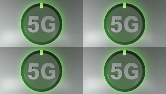 5G绿色圆旋转绿色光标- 3D渲染动画高清在线视频素材下载