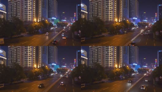 夜光长沙市区交通街桥全景4k中国高清在线视频素材下载