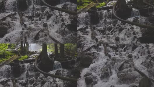 加拿大热带雨林中的壮观瀑布。新娘面纱瀑布省级公园高清在线视频素材下载