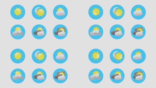 作为标志显示天气预报卡通色彩图标设置动画视频。该视频由4K分辨率和可循环的移动图像组成。高清在线视频素材下载