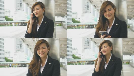 美丽的亚洲女商人打电话高清在线视频素材下载