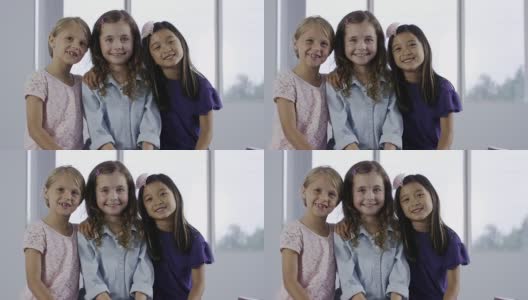 三个快乐的小女孩高清在线视频素材下载