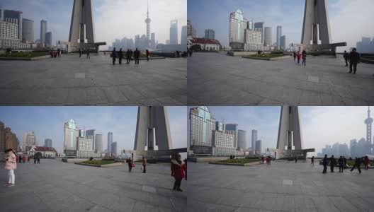 中国上海，2015年11月28日:镜头扫过上海外滩的游客高清在线视频素材下载