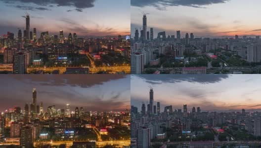 T/L WS HA PAN高视角北京市区，白天到晚上/北京，中国高清在线视频素材下载