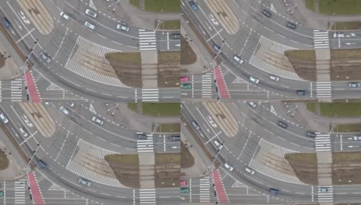 城市交通十字路口，鸟瞰图高清在线视频素材下载