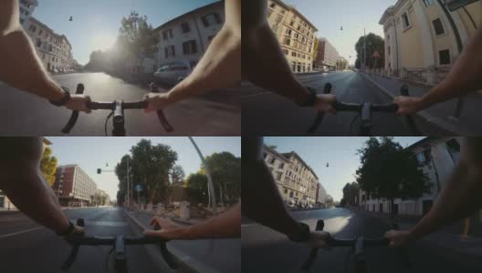 POV骑:在罗马城市的公路自行车训练高清在线视频素材下载