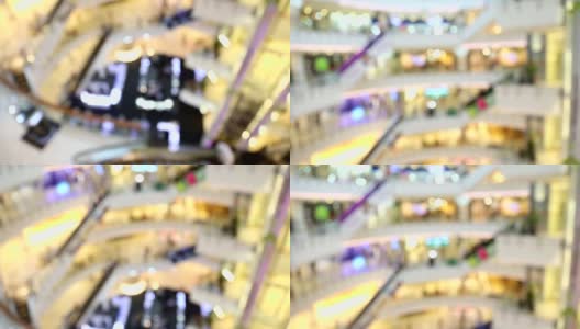 电影倾斜:购物中心行人的抽象模糊背景高清在线视频素材下载