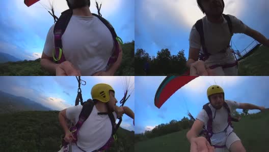 滑翔伞起飞高清在线视频素材下载