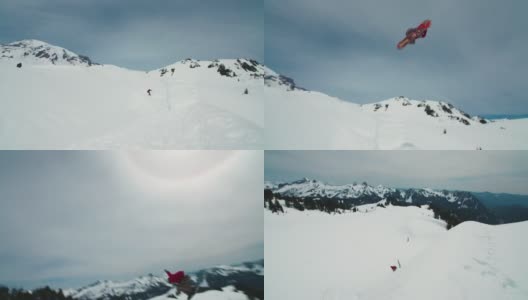 滑雪板骑手大空中跳跃行动高清在线视频素材下载