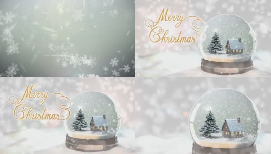 圣诞雪花球雪花与雪花在白色的背景高清在线视频素材下载