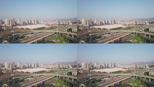 城市立体高架道路鸟瞰图高清在线视频素材下载