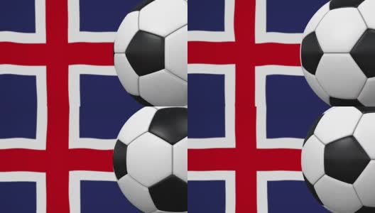 足球环与冰岛国旗的背景高清在线视频素材下载