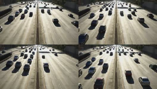 洛杉矶高速公路上的汽车乘客背光高速公路高清在线视频素材下载