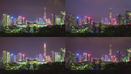夜景深圳莲花山公园观景城市全景4k时间中国高清在线视频素材下载