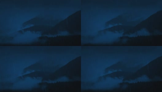 雾山夜雨高清在线视频素材下载