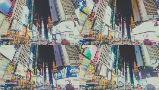 纽约曼哈顿时代广场夜景高清在线视频素材下载