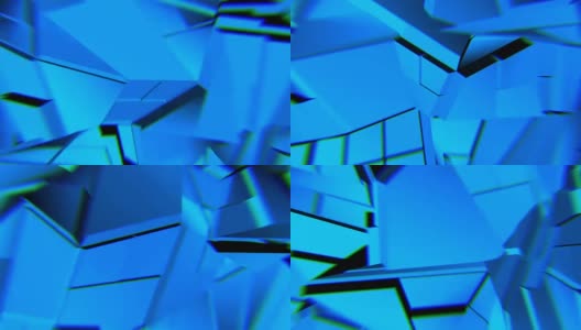 蓝色抽象多边形破碎形状波动无缝环。3 d动画。高清在线视频素材下载