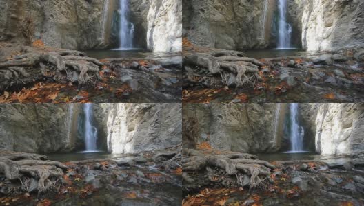 特鲁多斯山森林中的米洛梅里瀑布和小溪高清在线视频素材下载