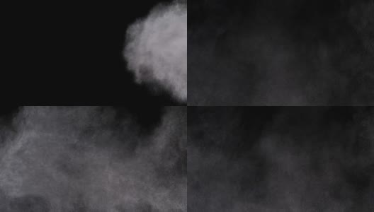 真实粒子在黑色背景与烟雾效果高清在线视频素材下载