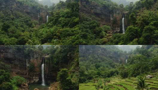 Cimarinjung Waterfall, Ciletuh, West Java，印度尼西亚高清在线视频素材下载