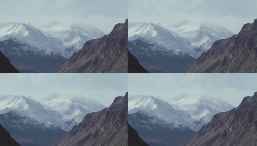 塔吉克斯坦帕米尔雪山的山峰高清在线视频素材下载