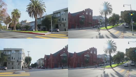 旧金山Mission Dolores公园附近的街景高清在线视频素材下载