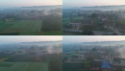 黎明时分的四川乡村景观高清在线视频素材下载