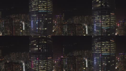 航拍香港市中心维多利亚港夜间交通情况，4k视频高清在线视频素材下载