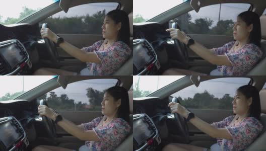 女人驾驶汽车高清在线视频素材下载