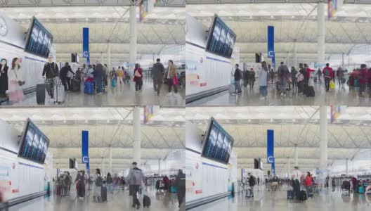 4K延时旅客检查航班。放大的风格高清在线视频素材下载