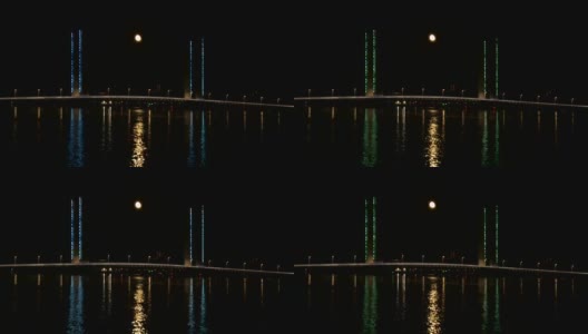 波尔多吊桥夜间高清在线视频素材下载