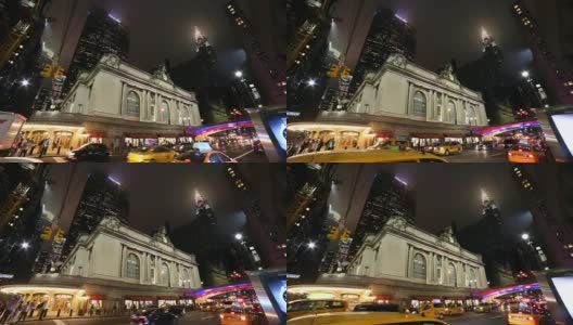 纽约曼哈顿之夜中央车站高清在线视频素材下载
