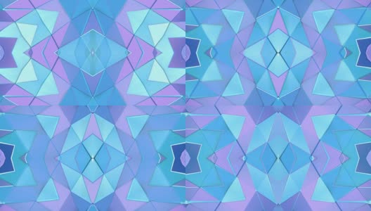 抽象简单的三维背景蓝紫色渐变颜色，低聚风格作为现代几何背景或数学环境万花筒的效果。4K超高清或全高清无缝循环。18高清在线视频素材下载