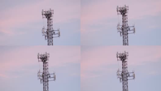 移动通信塔在日落高清在线视频素材下载