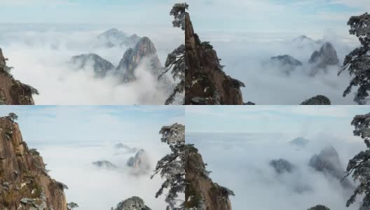 时间流逝，雾环绕着中国的黄山(黄山)高清在线视频素材下载