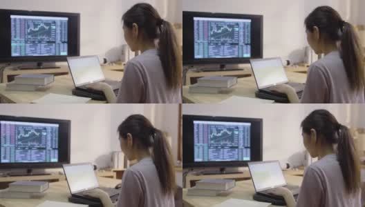 亚洲女商人使用笔记本电脑使她的财务和预算在公寓高清在线视频素材下载