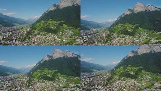 俯瞰瑞士萨尔甘斯市高清在线视频素材下载
