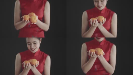 旗袍，鲜橙高清在线视频素材下载