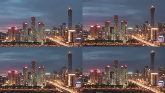 T/L Downtown Beijing at Night /中国北京高清在线视频素材下载