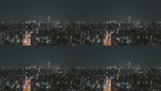 东京，日本，时光流逝——从文教市民中心出发的东京夜间交通状况高清在线视频素材下载