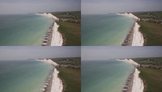 伯灵峡和七姐妹白垩悬崖和英格兰东苏塞克斯海滩美丽的英国海岸线高清在线视频素材下载