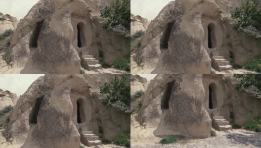 4 k。岩石中的房子。手持相机高清在线视频素材下载