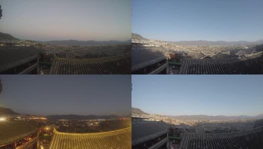 从下午的阳光到黄昏，延时拍摄，丽江大堰古镇高清在线视频素材下载